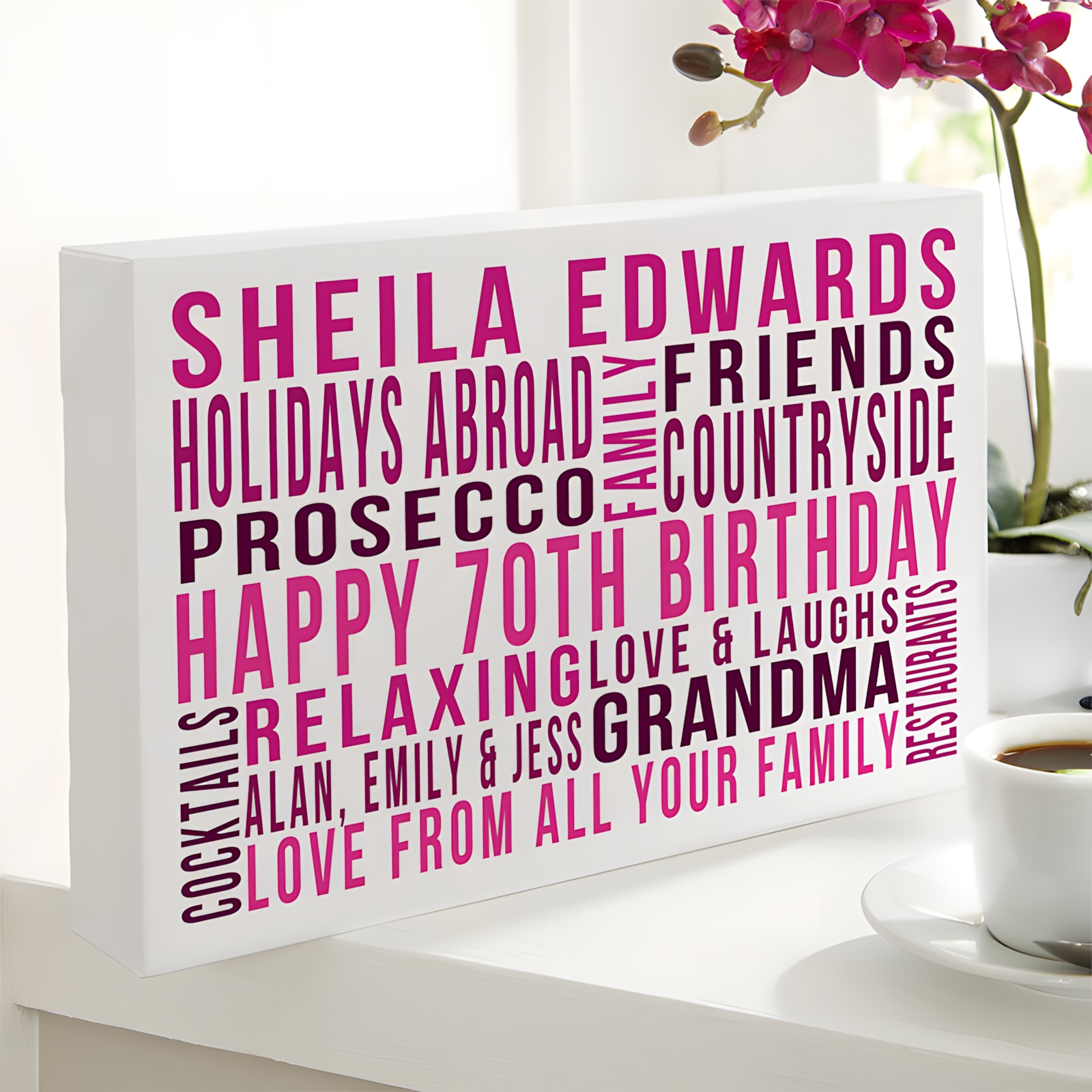 Personalised 70th Birthday Gifts For Her With Words Chatterbox Walls
