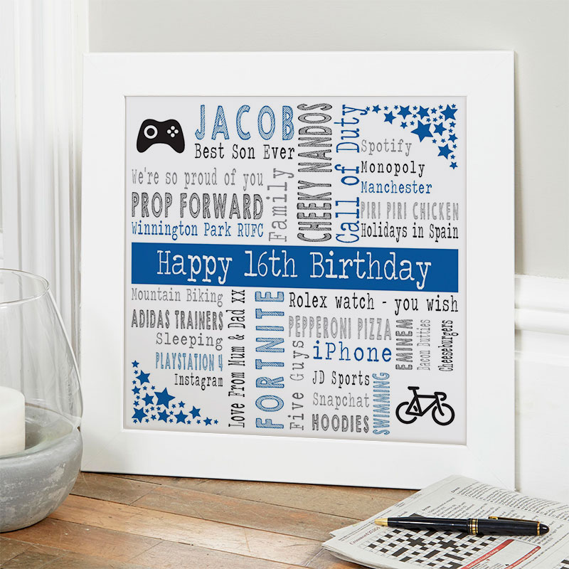16th Birthday Gift For Boys Of Favourite Things With Changeable Corners