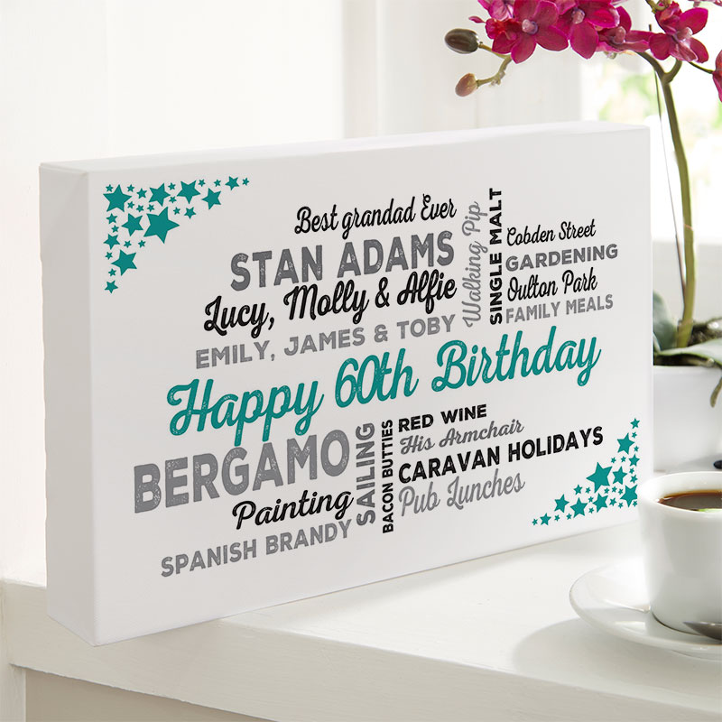 60th Birthday Gift For Him Of Typographic Art Print