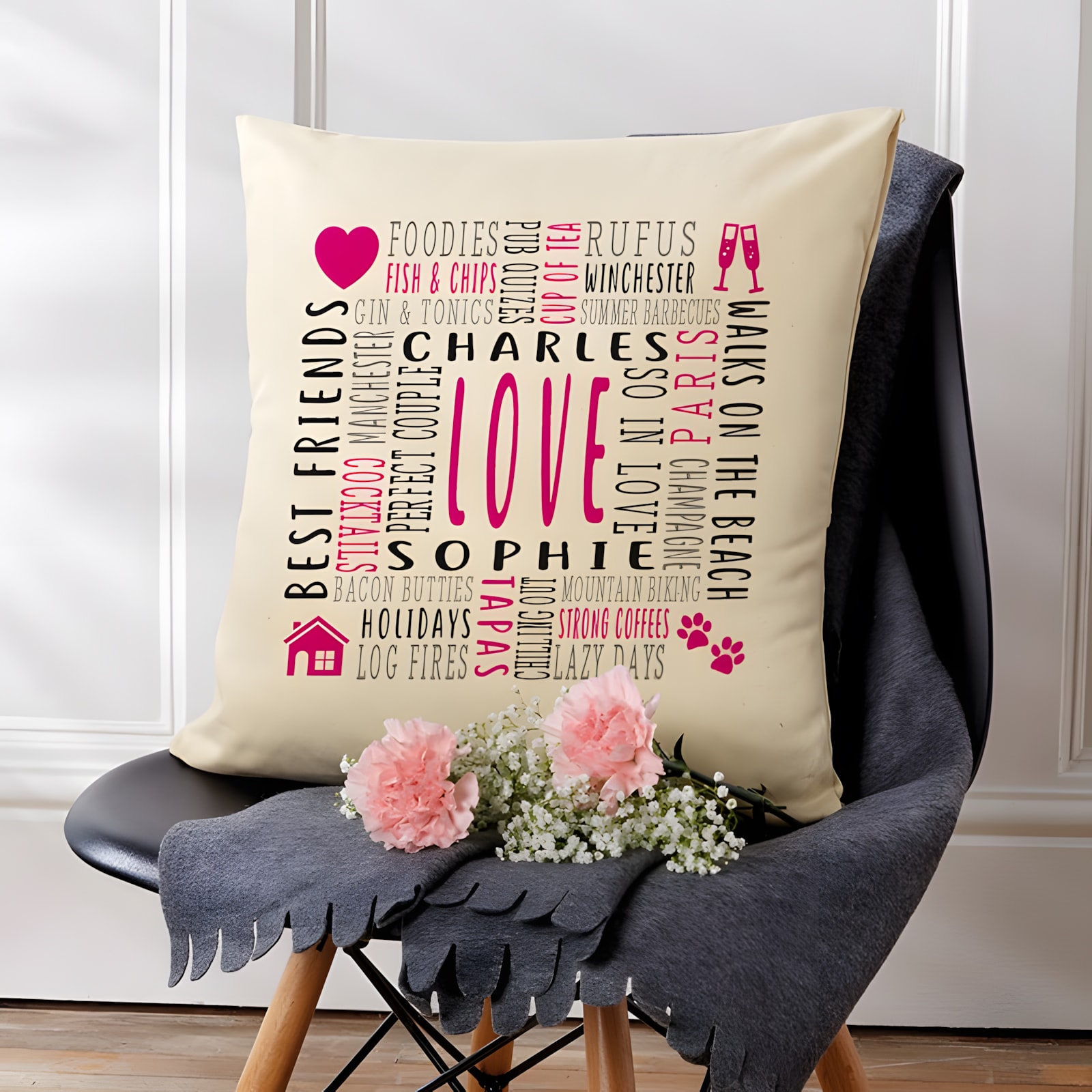 Personalised clearance word cushions