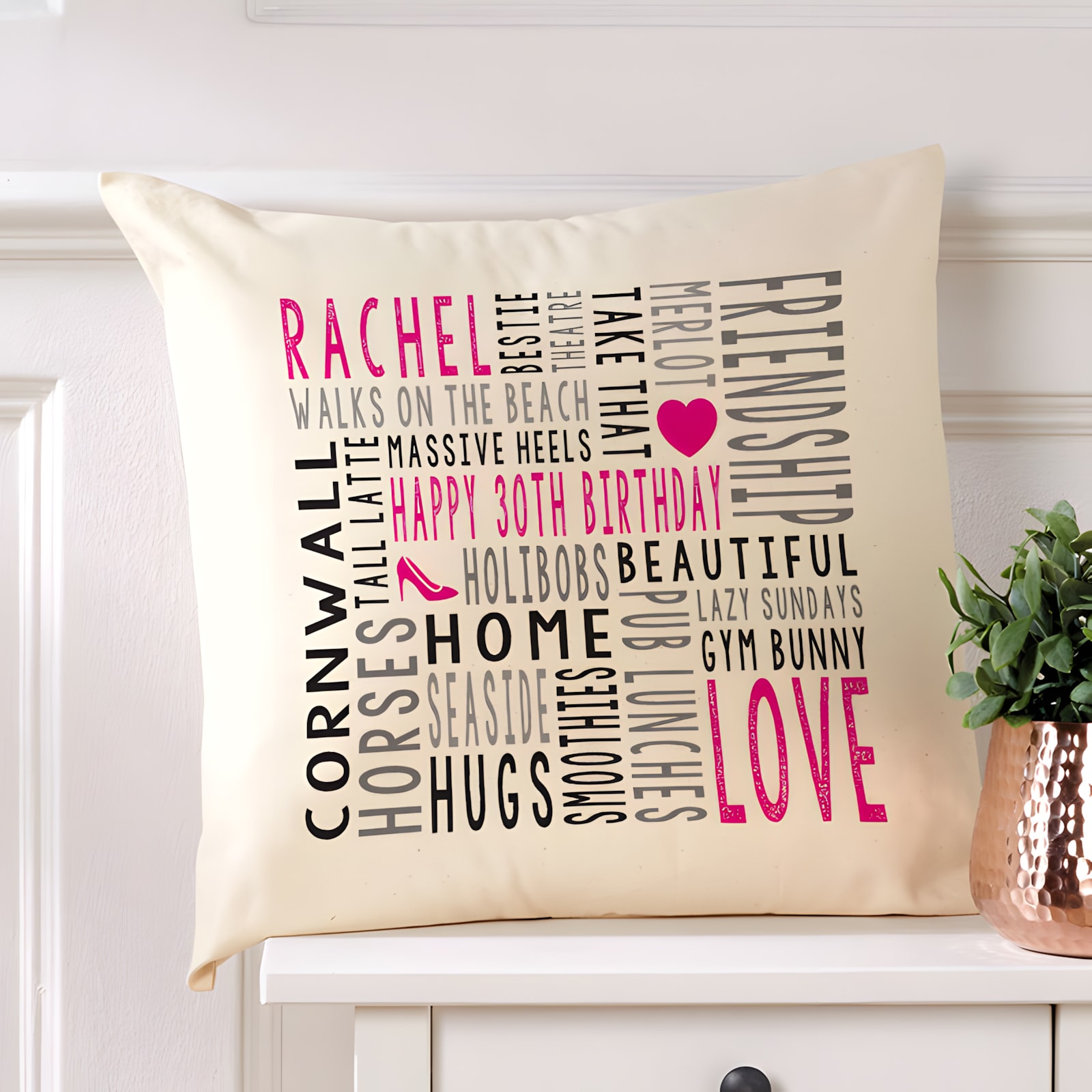 Personalised word art cushion