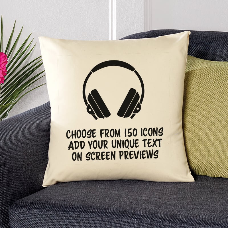 personalised pillow cushion with words & icons