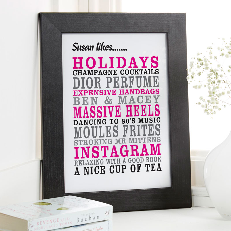 personalised gifts art prints words likes