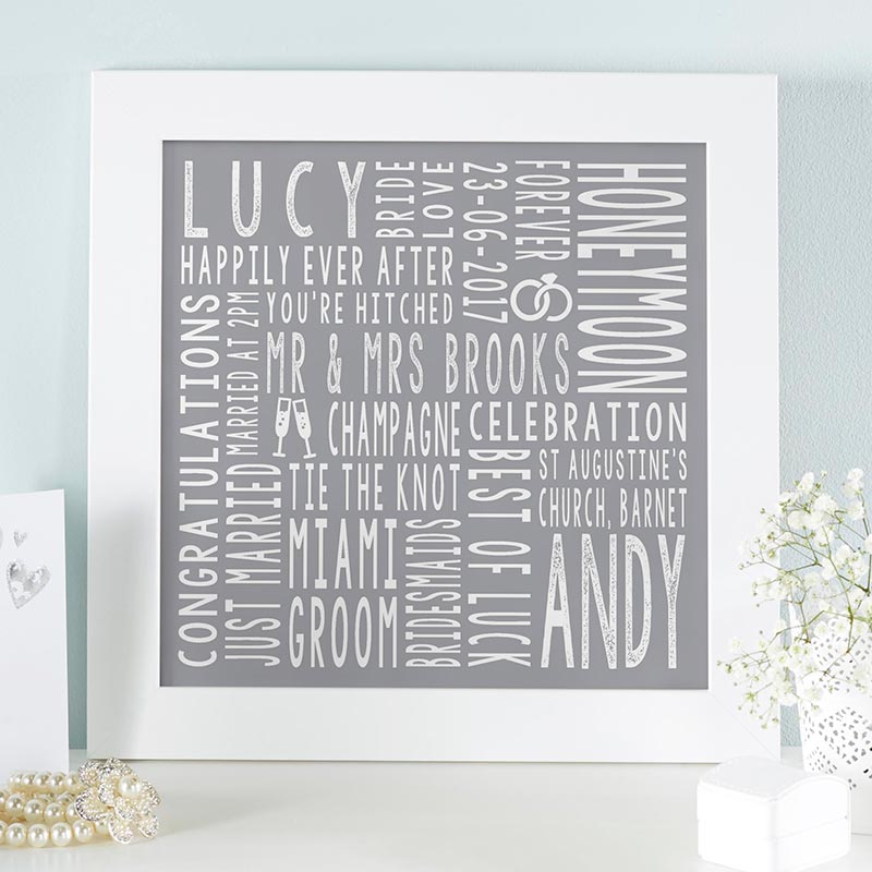 personalised typographic art wedding gift print